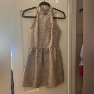 Shimmery Gold High-Neck Cocktail Dress